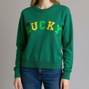 New Women’s green lucky knit sweater